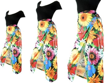 floral wrap skirt M / maxi long photoprint photo print skirt high waist 90s1990s clothing medium