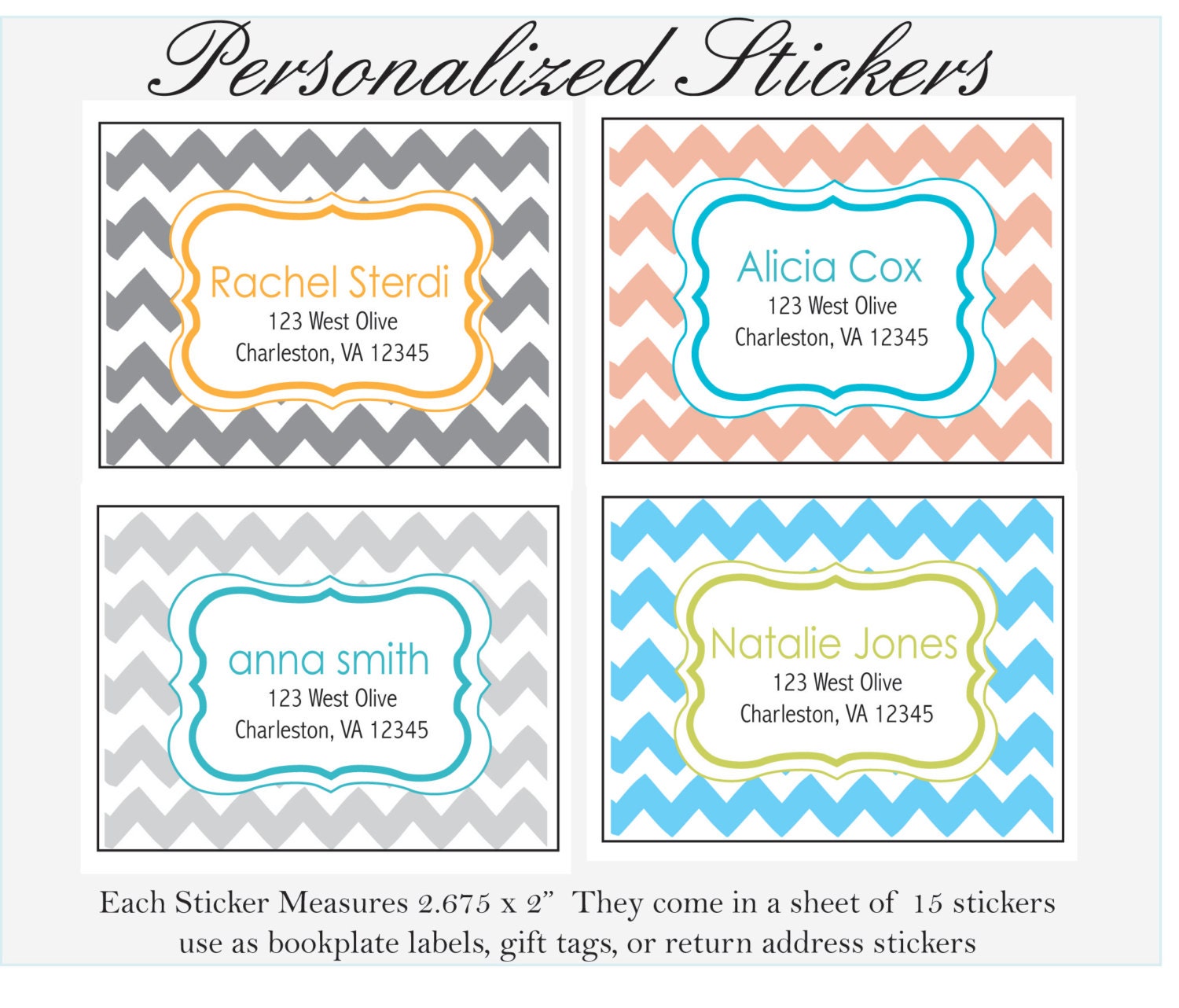Personalized Chevron Book label Address label by Sparrowandink