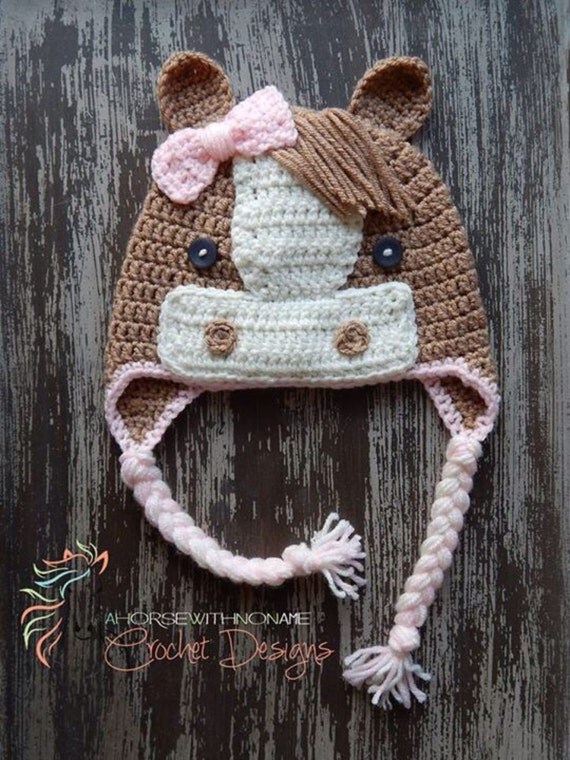 Items similar to Crochet Horse Hat Newborn Child Sizes *Made To Order
