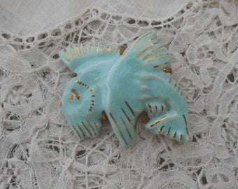 1930's fish brooch pottery