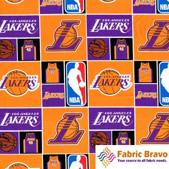 Los Angeles Lakers NBA 100 Percent Cotton Print Fabric By The