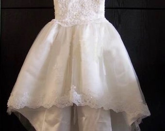 WAWALI Girls' Lace Chiffon Wedding Party Pageant Dress - Floor-Length A-Line Gown With Floral Embroidery