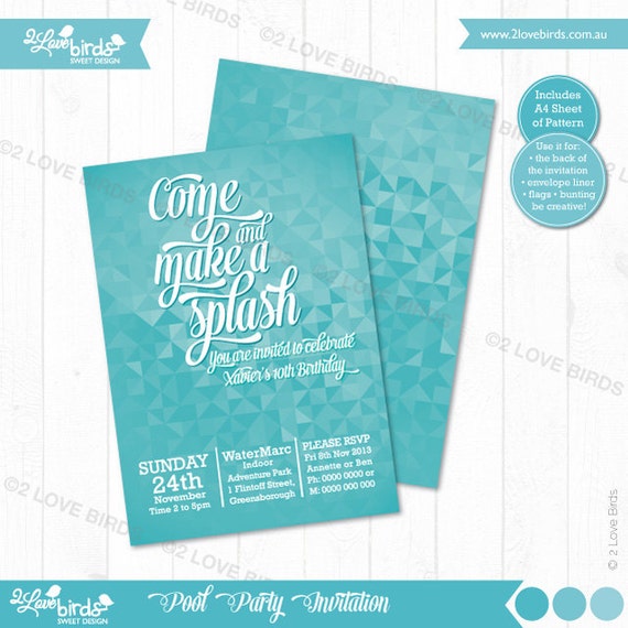 Pool Party Printable Invitation