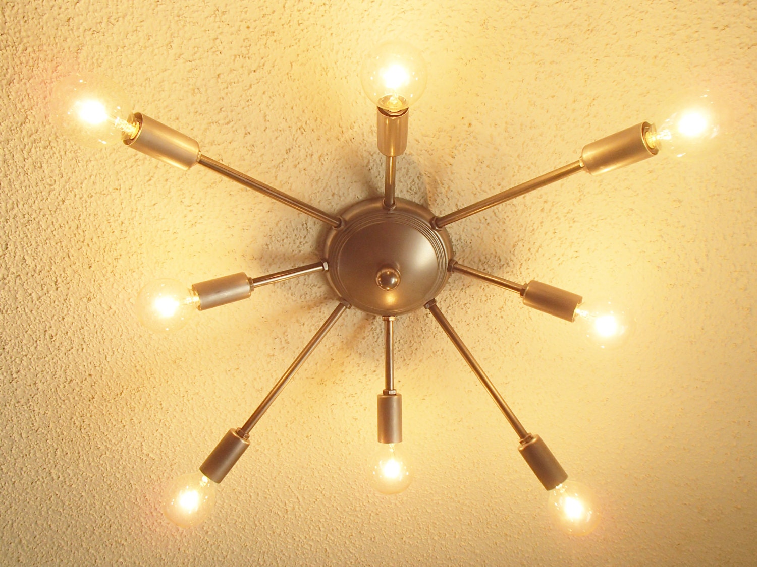 Raw Steel Sputnik 8 Arm Flush Mount Ceiling by StarlightLighting