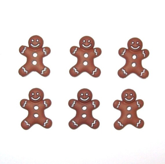 Gingerbread Man Buttons with Icing Christmas