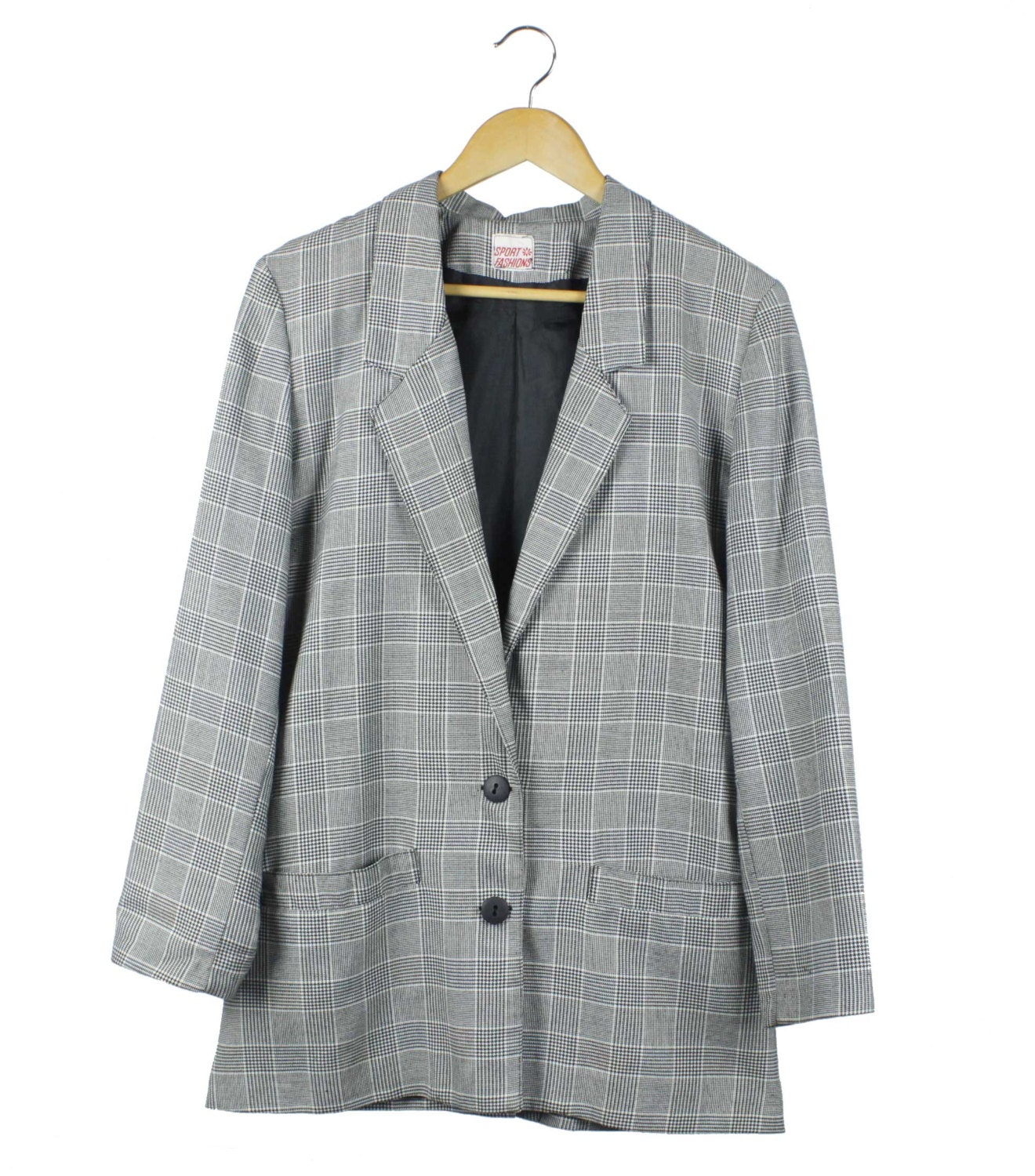 Vintage 80s 90's Black and White Check Suit Jacket