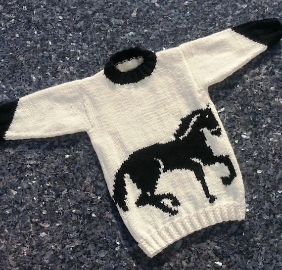 Horse Childs Sweater and Hat Aran Knitting Pattern, Horse ...