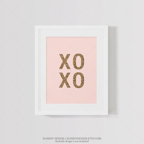 INSTANT DOWNLOAD / XOXO Pink Gold Glitter Wall by SundayDesign