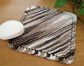 Dishcloth Brown and White Multicolor 100% Cotton Yarn Handknit Kitchen Dishcloth or Bathroom Washcloth