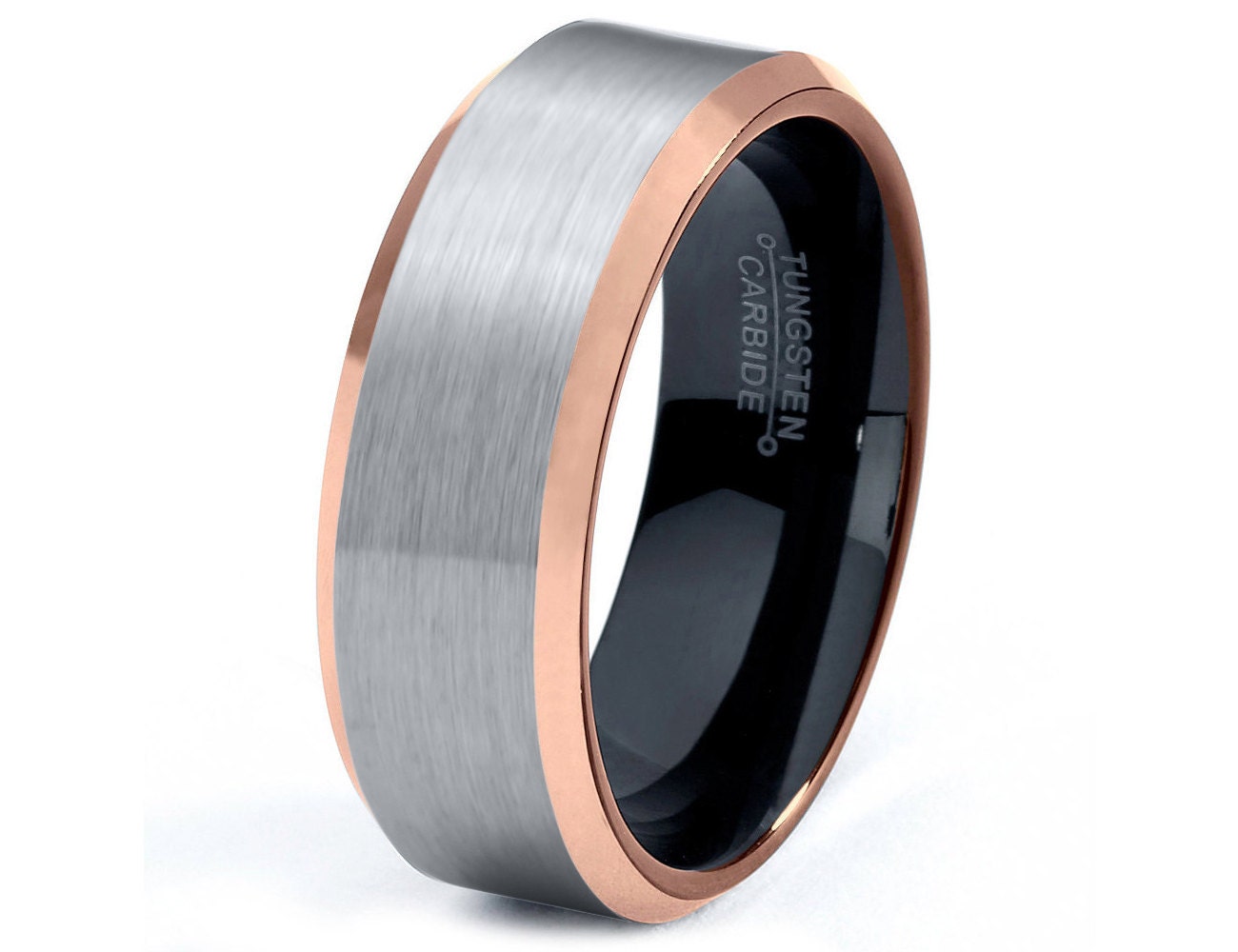 Rose Gold Wedding Band Ring Tungsten Carbide 8mm by GiftFlavors