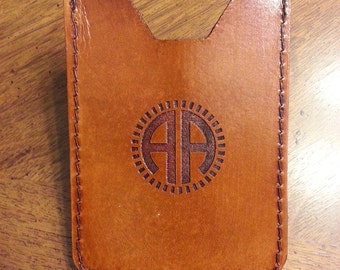 Leather monogram personalized money clip wallet with 2 initials, men wallet, leather wallet, travel, brown money holder