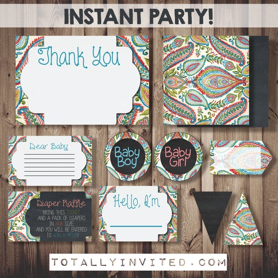 Paisley Baby Shower INSTANT PARTY DIY Printable by TotallyInvited