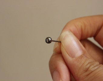 3mm, 4mm available black rhodium over Sterling silver stud earring, tiny cartilage stud, black cartilage , tragus stud, tiny tragus earring