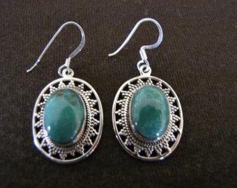 Sterling Silver Oval Turquoise Earrings