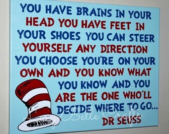 Dr. Seuss Quote 100% Handpainted onto 11x14 by LucyBelleCrafts
