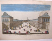Basset 122 Vue Grande Place Carriere Nancy 1700's Optical Antique Print 18th C