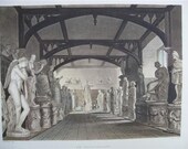 1814 Hand Colored Aquatint Antique Print The Statue Gallery Ackermann