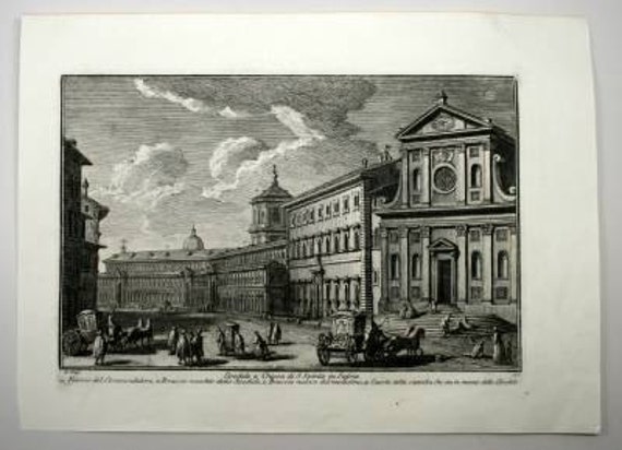 Antique Vasi Copperplate Engraving Print Spedale Chiesa Di S. Spirito Sassia