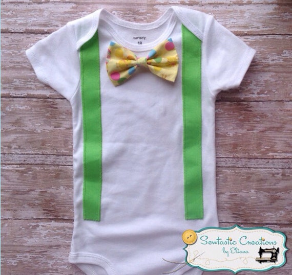 Easter boy onesie with suspenders and velcro by SewtasticCbyEliana
