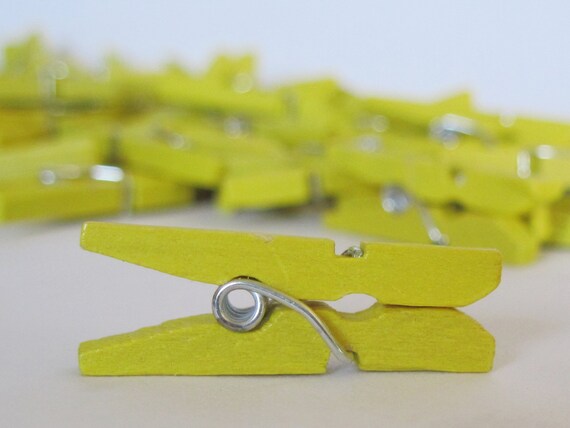 25 Bright Yellow Mini Clothespins Il_570xn