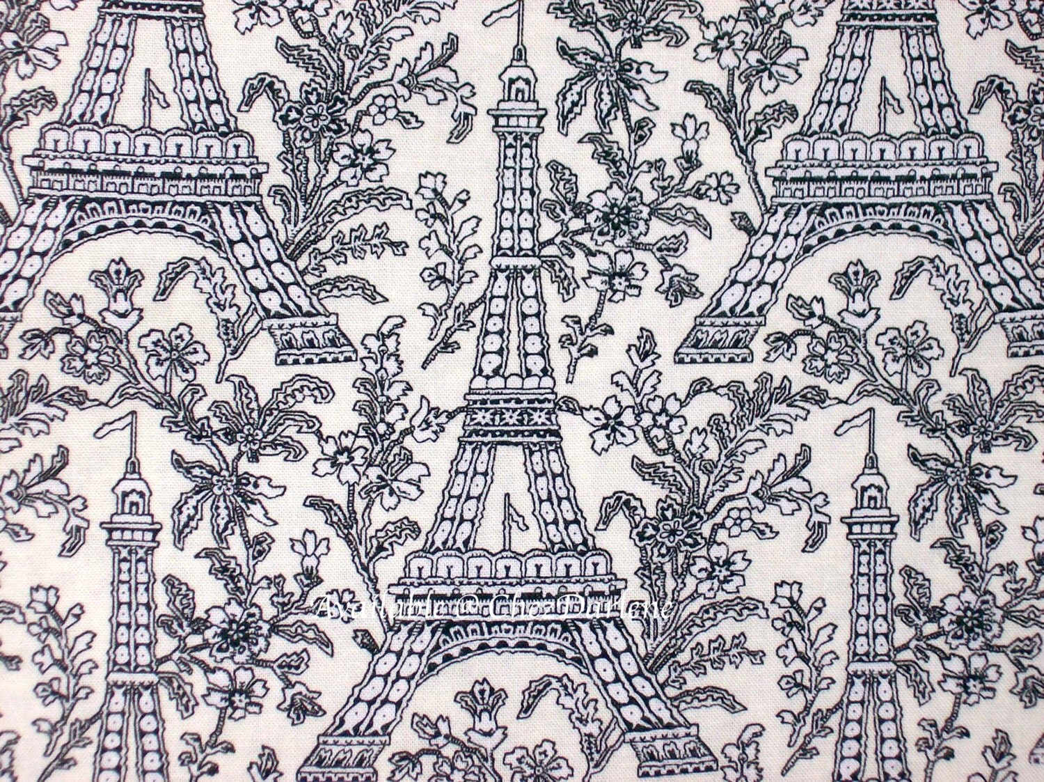 Paris Eiffel Tower Cotton Fabric French Parisian by ChezDarlene