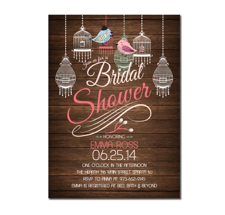 Love Birds Bridal Shower Invitation with Bird Cage DIY