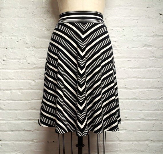 Chevron striped A line skirt / Black and by AmaraFeliceClothing
