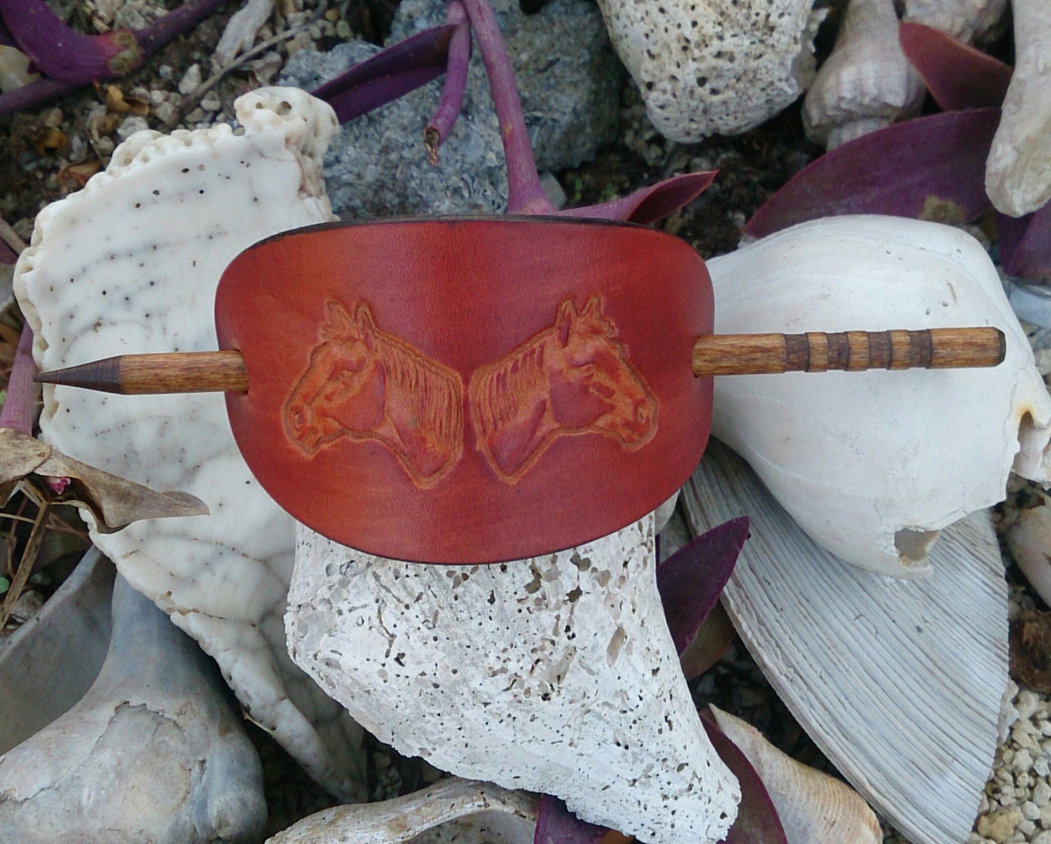 Leather Horse Ponytail Holder Barrett On by SecretStashBoutique