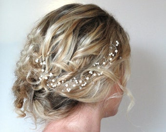 Pearl Crystal Hair Vine, Wedding Hair Accessories,Customised Bridal Headpiece,Swarovski Crystal & Pearl Hair Piece, Formal Hair Vine