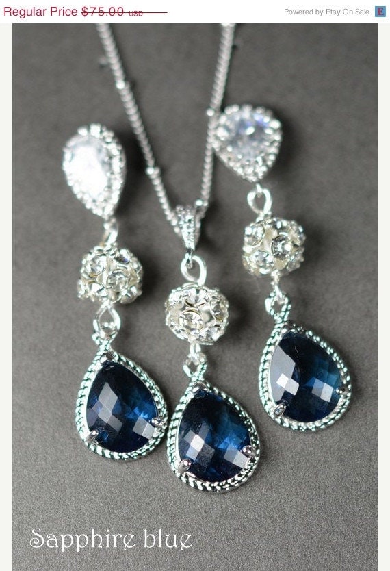 20OFF Navy blue,sapphire blue Wedding Jewelry Bridesmaid Gift