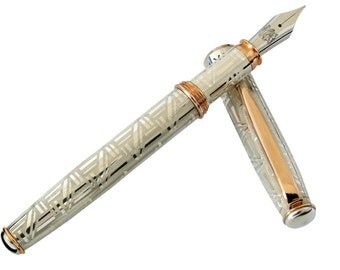Handmade Fountain Pen Sterling Silver 925 Pen & The City Made in Italy Rose Gold Plated Trimmings Italy