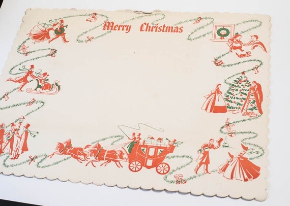 Vintage Christmas Placemats Paper Placemats by 