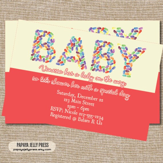 JELLY BEAN Baby Shower Invitations - Cute two-toned invitations Il_570xn