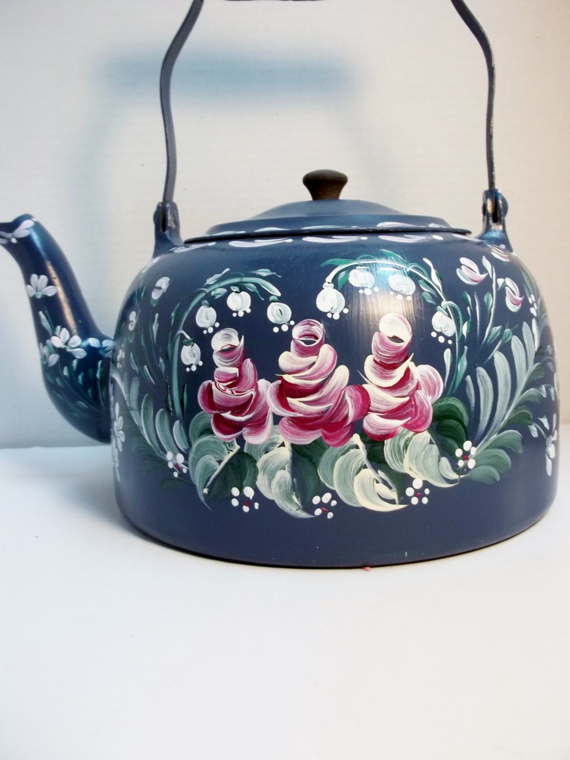 A Vintage Tea Kettle Hand Painted Scandinavian Design