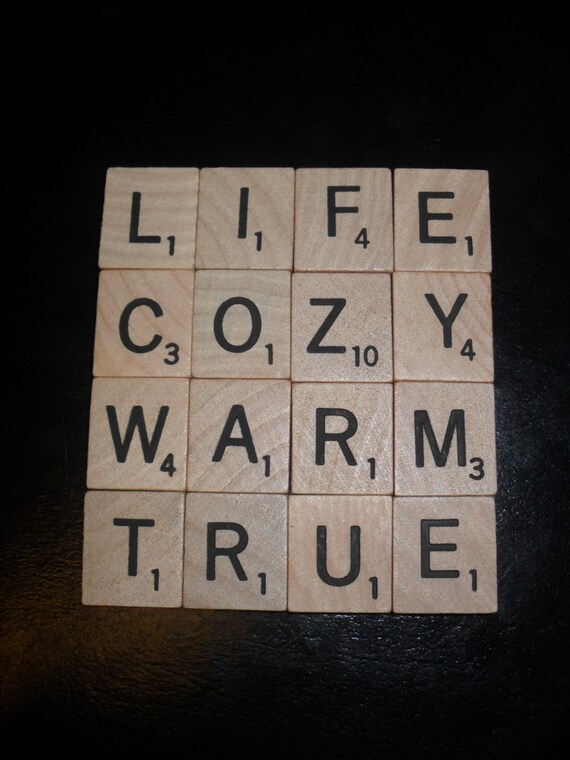 Items similar to Lazy and Cozy Scrabble Tile Coasters Set of Four on Etsy