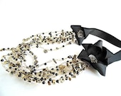 Necklace.Brown dark necklace.Crochet necklace.Natural stones Necklace Crocheted Wire. Summer Jewelry Natural stones Statement Necklace