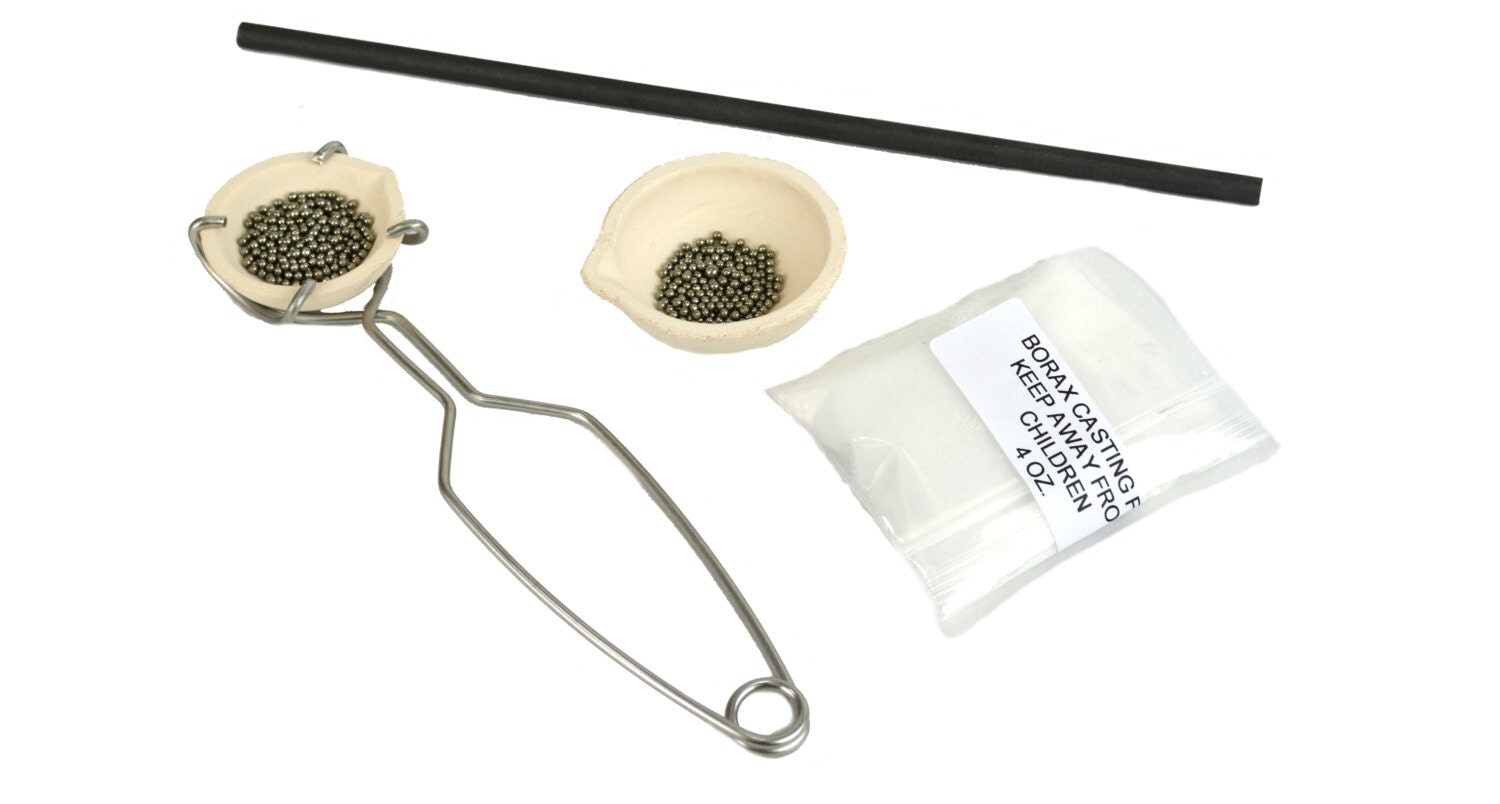 Torch Melting Gold Silver Kit Set Borax Tongs Ceramic Crucible
