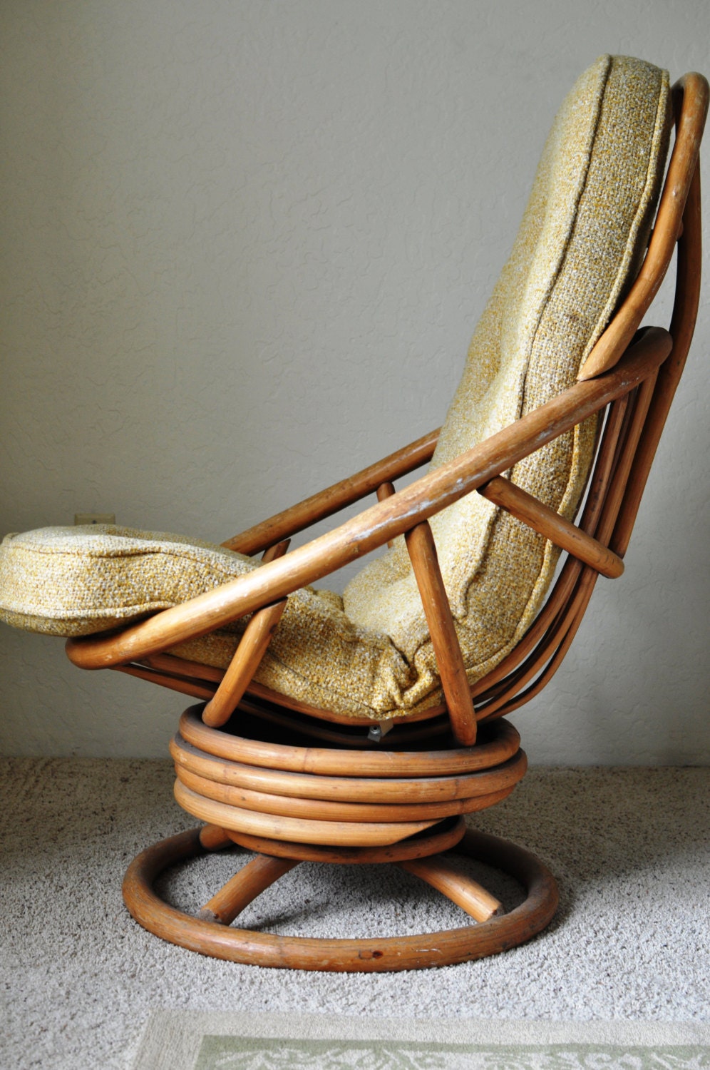 SALEVintage Rattan Swivel Rocking Chair/Tall Vintage by EuroFair