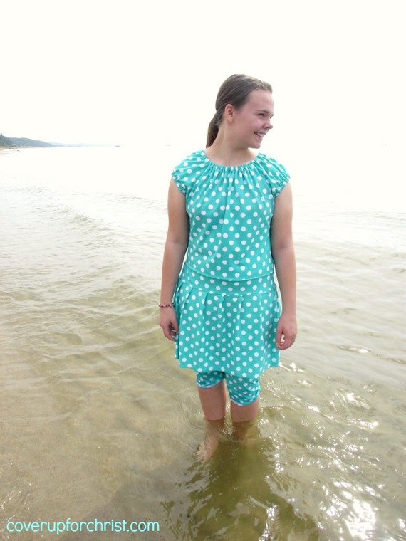 Items similar to Modest Swimsuit for Women & Teens - CUSTOM SIZED ...