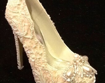 Plus size Wedding Shoes Bridal Flats Beaded by Elfinacreation