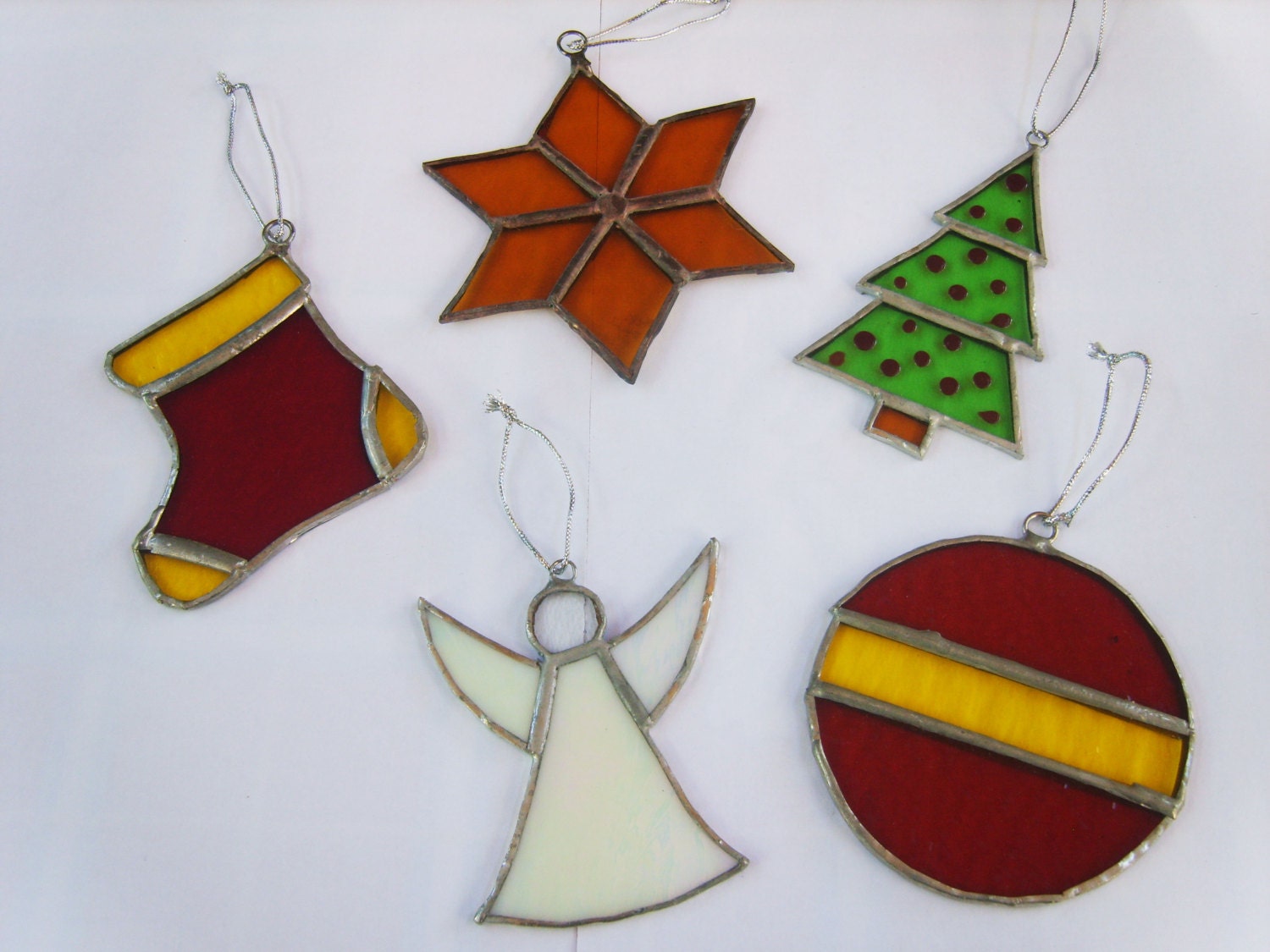 stained glass christmas ornaments suncatchers set of 5 stained glass christmas ornaments suncatchers set of 5