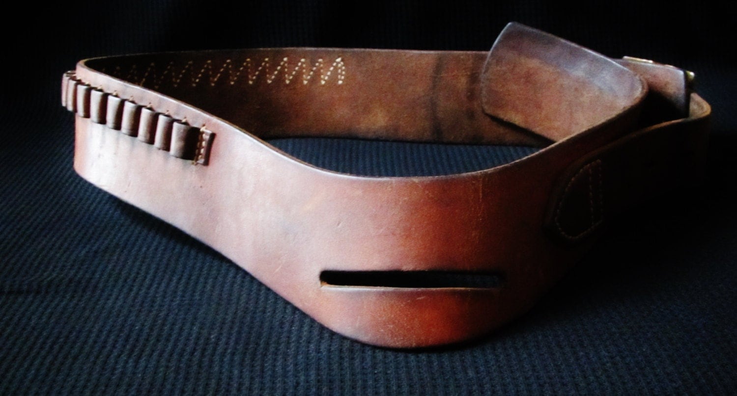 Leather Ammo Cartridge Belt Hunter 158 Size by EarthnGlass