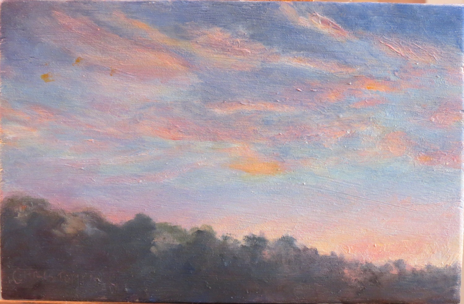 Sunset Clouds Study Original Oil Painting by ChristopherStudios