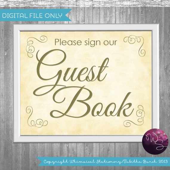 Wedding Guest Book Sign Printable File Only by WhimsicalStationery