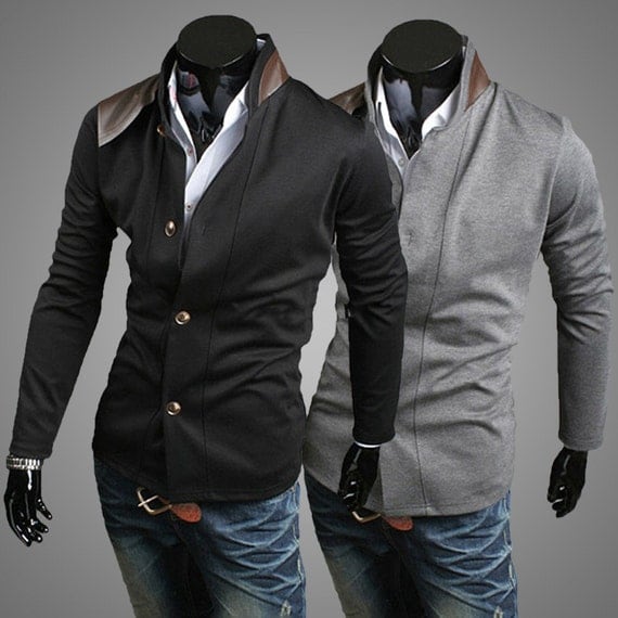 Men's Italian Cut Vintage Coat - Men's Casual Knitting Slim Button Suit ...