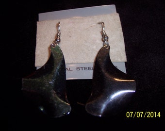 Abstract Dark Iridescent Metal Earrings #219