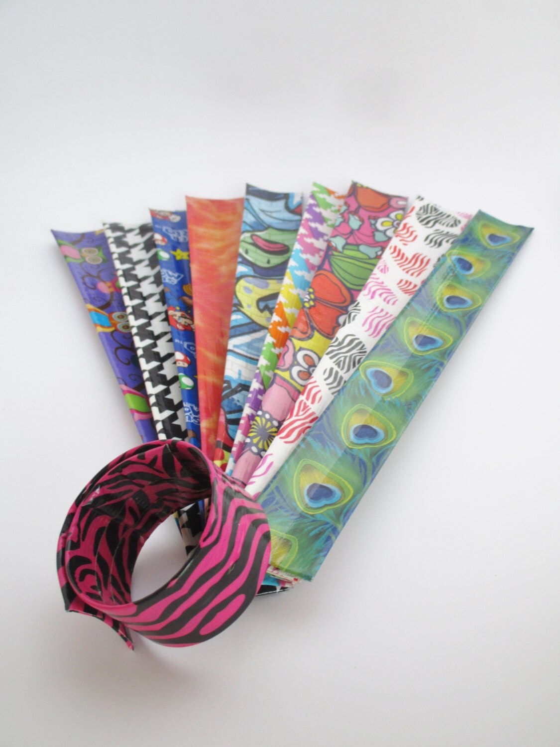 20 Duct Tape Slap Bracelets by AvaFusion on Etsy