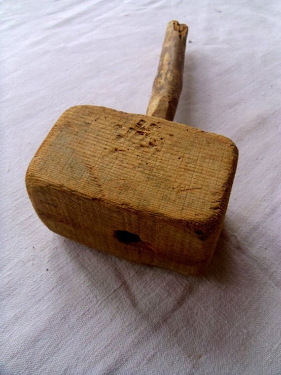 Antique meat tenderizer French solid wood authentic French