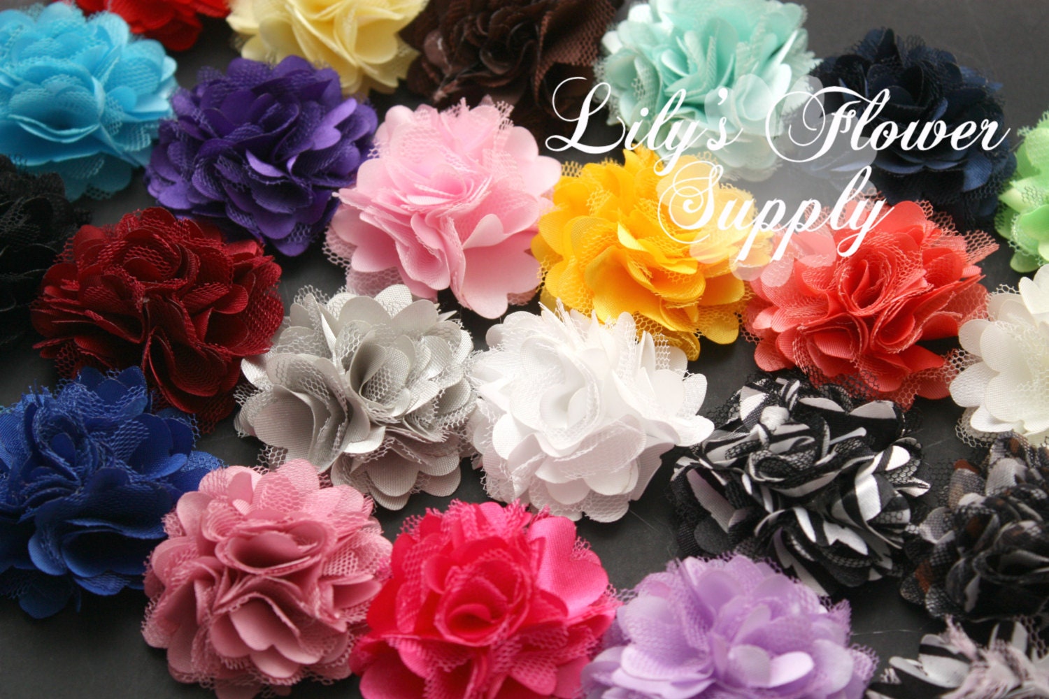 Mini Satin Mesh Flowers 2 Inch Flower Fabric Flower Lace