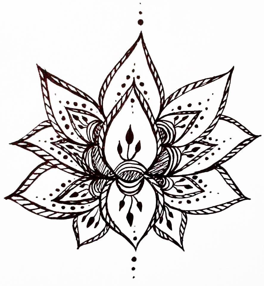  Lotus  Flower  Temporary Tattoo Hand Drawn Henna  Style